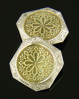 Antique 14kt yellow and white gold cufflinks. (J8469)