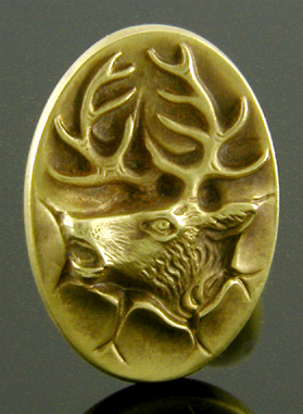 Dramatic elk crashing through wall cufflinks. (J9106)