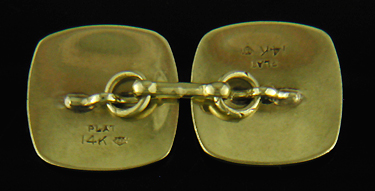 Reverse of antique platinum and diamond cufflinks. (J8976)