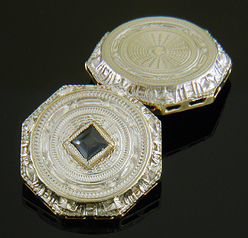 Art Deco sapphire cufflinks. (J9318)