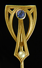 Frank Krementz sapphire and pearl stickpin. (J9313)