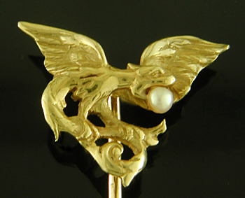 French chimera and pearl stickpin (SP9536)