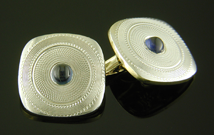 L.E. Garrigus sapphire cufflinks. (J9363)