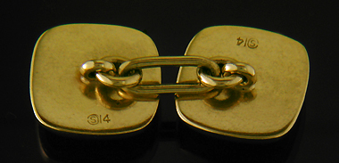 George Street Lapis lazuli cufflinks crafted in 14kt gold. (J9154)