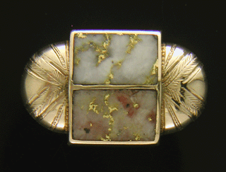 Antique gold-in-quartz cufflinks crafted in 14kt gold. (J8782)