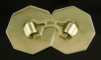 Reverse of antique 14kt gold flower cufflinks. (J8733)
