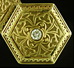 Antique arabesque cufflinks set with diamonds. (CL9595)