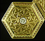 Antique arabesque cufflinks set with diamonds. (CL9595)