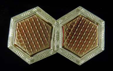 Art Deco cufflinks with guilloche enamel. (J9210)