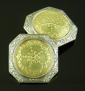 Art Deco cufflinks with rose garlands. (J9461)