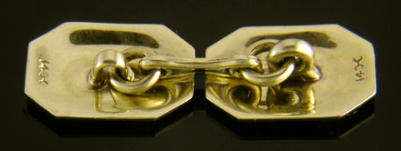 William Huger white gold pinstripe cufflinks. (J8467)