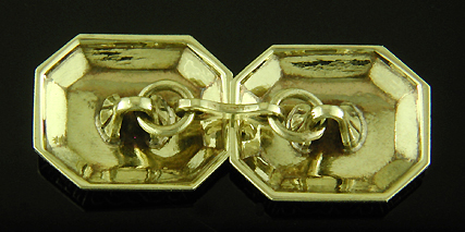 JR Wood elegantly engraved platinum and gold cufflinks. (J9367)