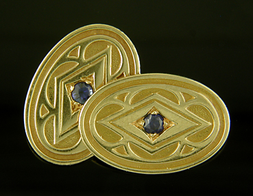 JR Woods Gothic revival cufflinks with sapphires. (J9200)
