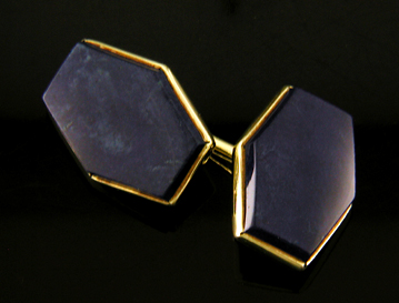 Keller blue sodalite and gold cufflinks. (J9016)