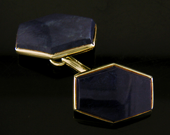 Keller blue sodalite and gold cufflinks. (J9016)