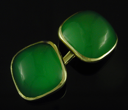 Charles Keller green quartz cufflinks. (CL9600)
