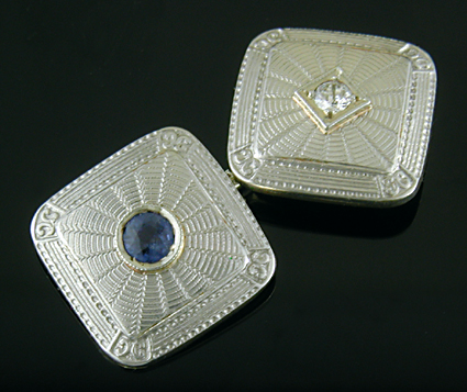 Charles Keller sapphire and diamond cufflinks. (CL9555)
