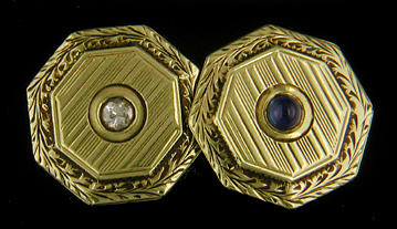 Keller sapphire and diamond cufflinks. (J9040)