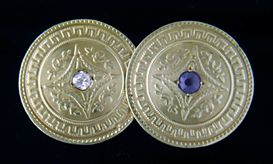 Keller sapphire and diamond cufflinks. (J9230)