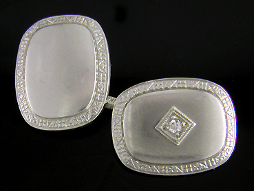 Art Deco diamond and white gold cufflinks. (J8995)