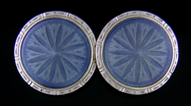 Krementz blue guilloche enamel cufflinks. (J9072)