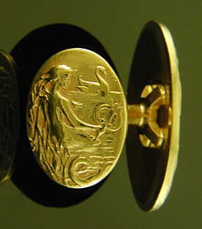 Krementz mermaid and swan cufflinks crafted in 14kt gold. (J9382)