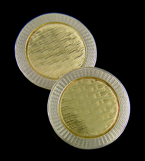 Krementz yellow and white gold cufflinks. (J8997)