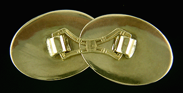 Antique 14kt yellow gold and black enamel Larter cufflinks. (J8814)