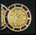 Antique 14kt yellow gold and blue enamel Larter cufflinks. (J7449)