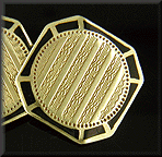 Antique 14kt yellow gold and black enamel Larter cufflinks. (J8554)