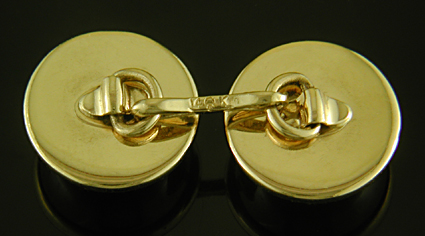 Late Art Deco hematite and gold cufflinks. (CL9591)