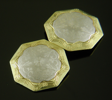 Art Deco platinum and gold cufflinks. (J9364)