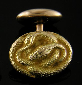 Victorian serpent cufflinks crafted in 14kt gold. (J8838)
