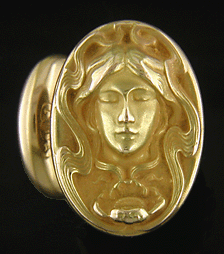 Art Nouveau cufflinks crafted in 14kt gold. (J8718)