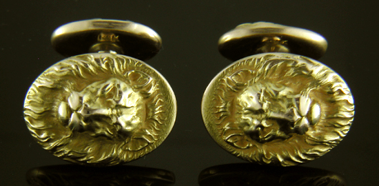 Link & Angell regal lion cufflinks. (J9119)