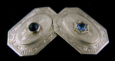 Elegant sapphire cufflinks. (J8968)