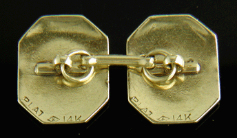 Engraved antique platinum and gold cufflinks. (J8740)