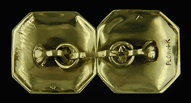 Rear view of platinum on gold cufflinks. (J8685)