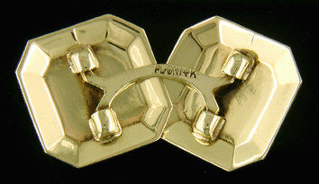 Rear view of platinum on gold cufflinks. (J8697)
