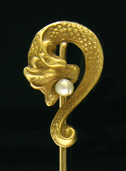 Victorian stickpin of serpent with pearl. (J4803)
