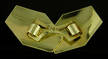 14kt gold cufflinks with 'R' monogram. (J7447)