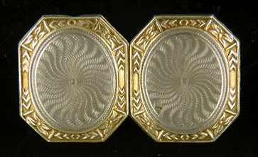 Antique 14kt white and yellow gold cufflinks. (J8629)