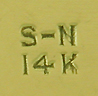 Close-up of Sansbury and Nellis maker's mark. (J9186)