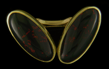 Sansbury & Nellis bloodstone and gold cufflinks. (J9125)