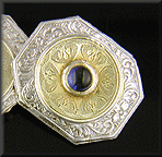 Elegant antique Sapphire cufflinks crafted in platinum and gold. (J8552)