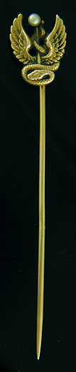 Antique serpent and wings stickpin. (J9003)