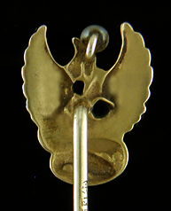 Antique serpent and wings stickpin. (J9003)