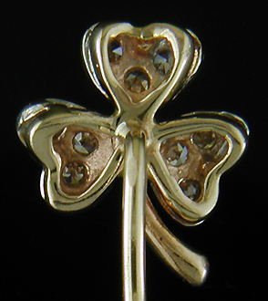 Antique shanrock stickpin set with diamonds. (SP9616)