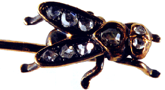 Victorian Stick Pin with Diamond Encrusted Fly