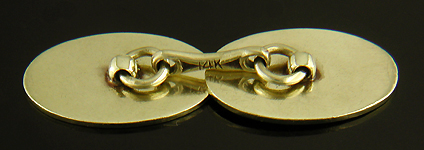 Elegant Art Deco gold and black enamel cufflinks (J8988).